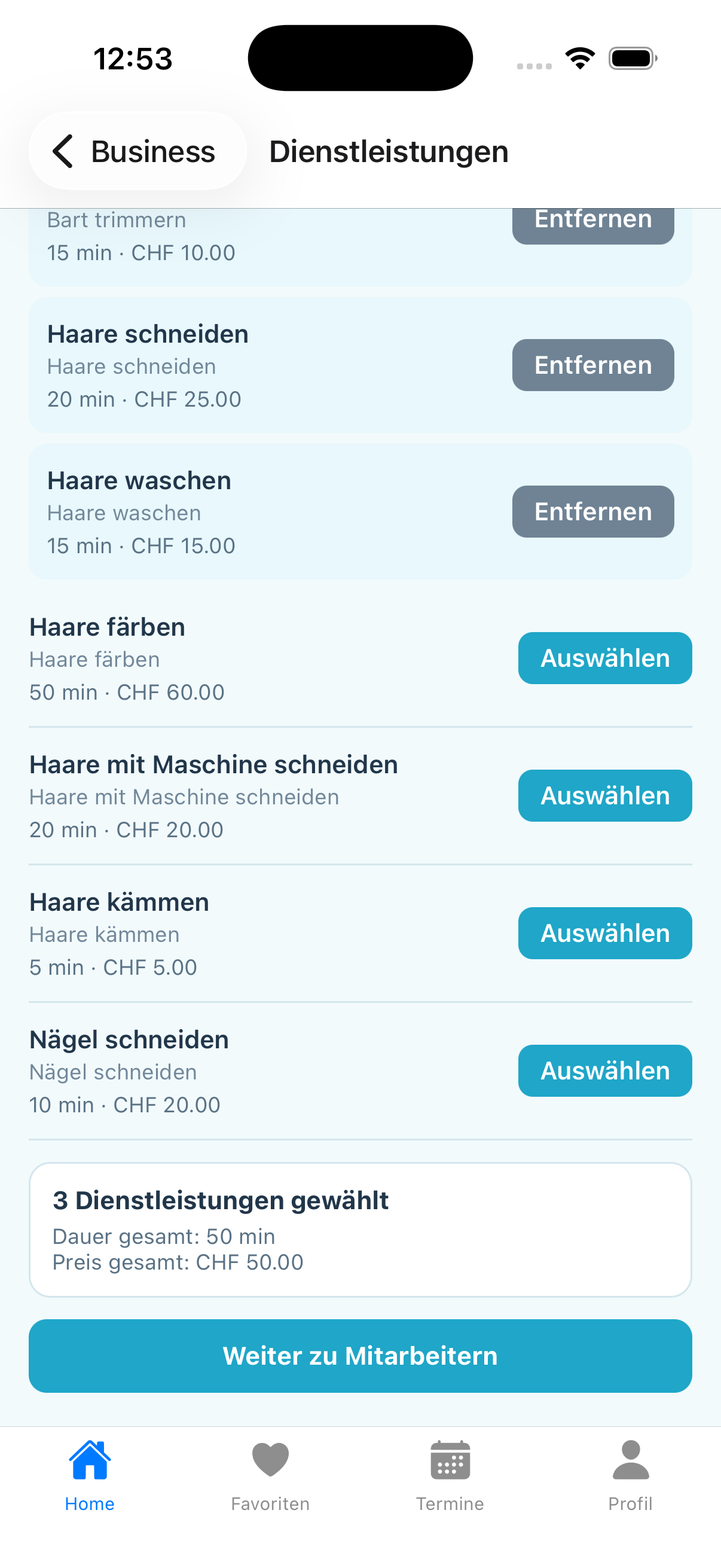 Easytermins App Screen